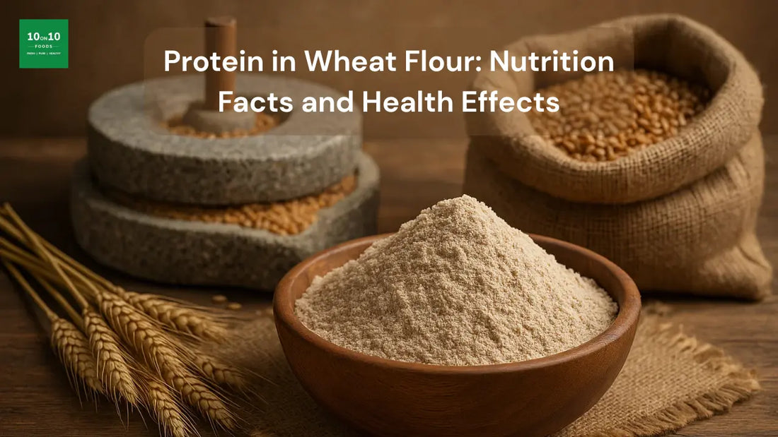 Protein in wheat flour per 100g: whole wheat atta and wheat grains