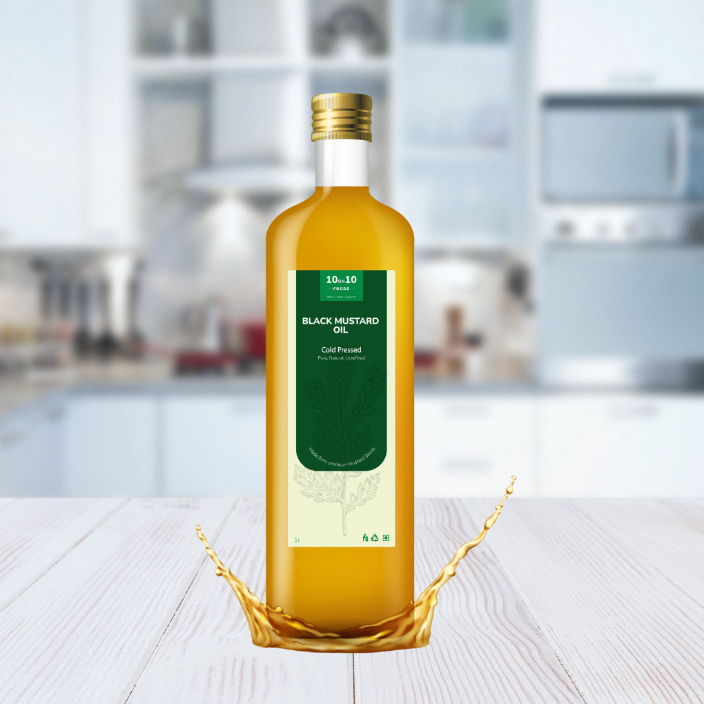 Bottle of black mustard oil 