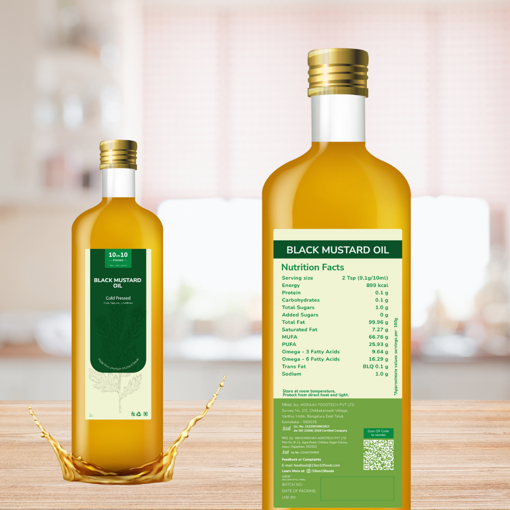 Two bottles of black mustard oil 