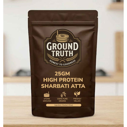 Ground Truth 25g high protein Sharbati atta 1 kg pack