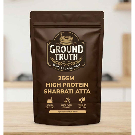 Ground Truth 25g high protein Sharbati atta 1 kg pack