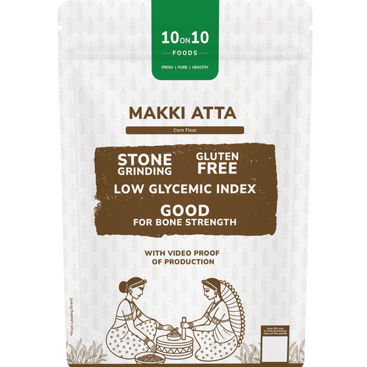 10on10 Foods Makki Atta stone ground corn flour pack front
