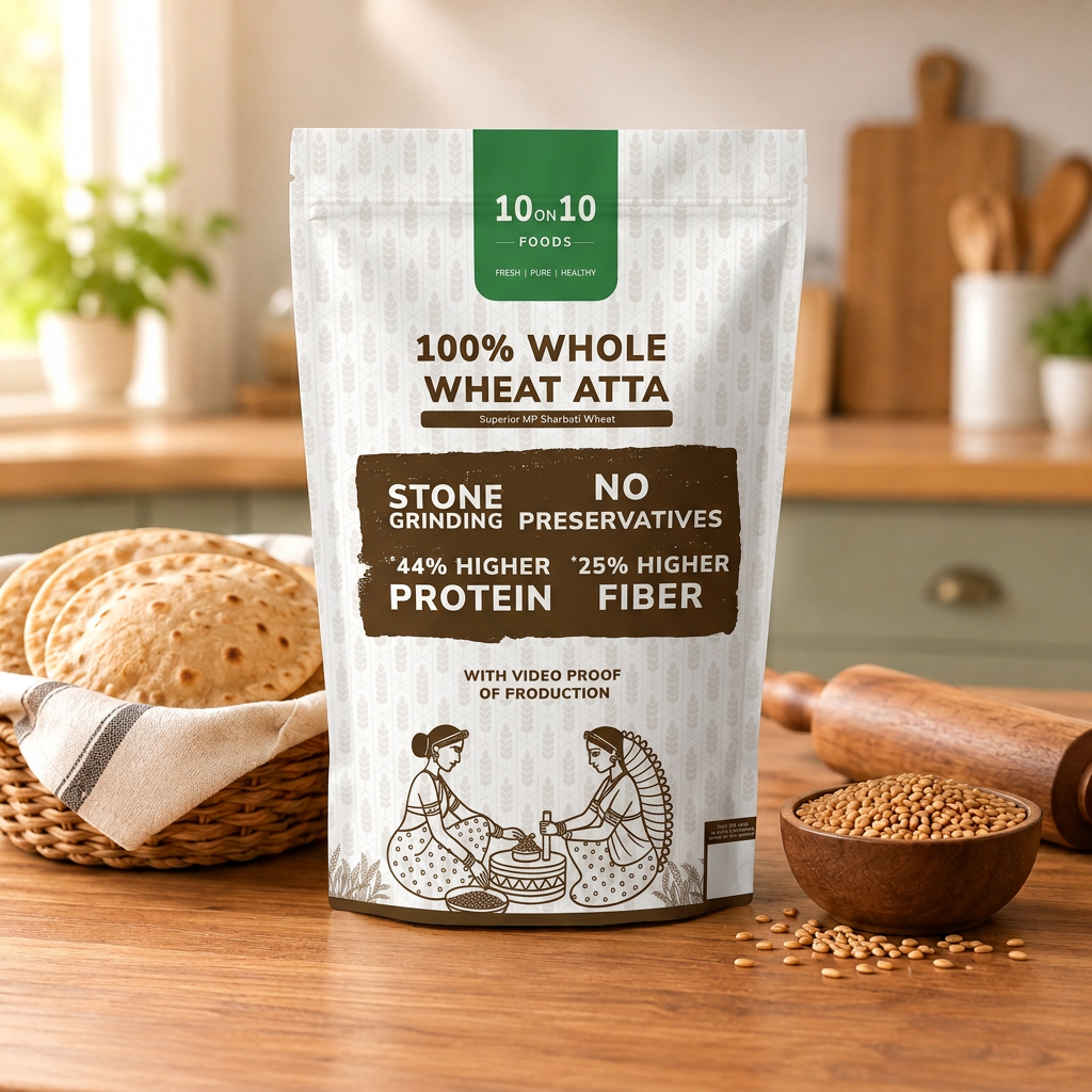100% Whole Wheat Chakki Atta, Stone-Ground Fresh